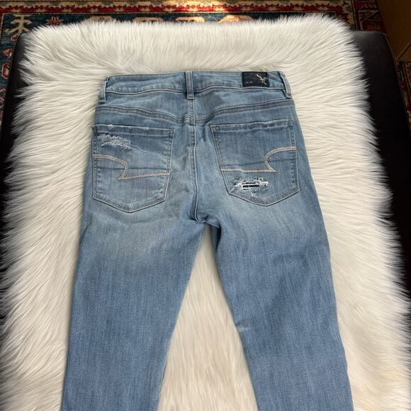 American Eagle Light Blue Distressed Jeggings - Picture 6 of 6